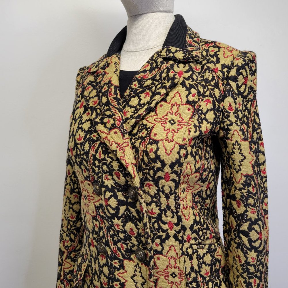 Free People Tapestry Long Winded Double Breasted Coat Womens 2 Boho - Picture 9 of 16